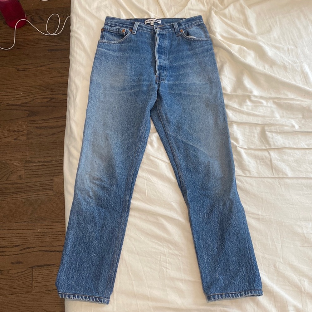 ReDone Vintage Levi Straight Leg Jeans in Medium Wash